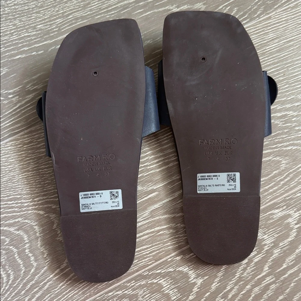 FARM Rio Navy Slide Sandals with Gold Buckle - Picture 9 of 10
